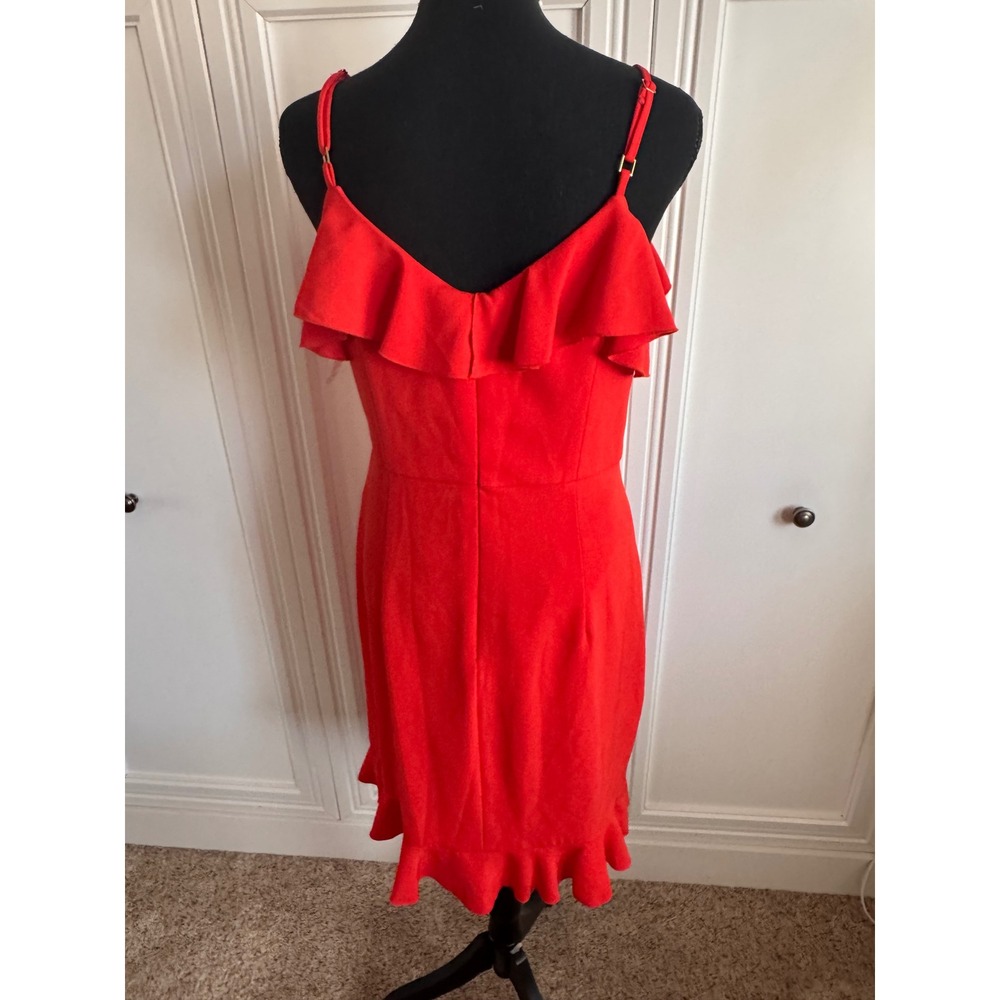 Trina Turk Red Ruffle Wrap Dress TD185010 Size 8 - Picture 4 of 8